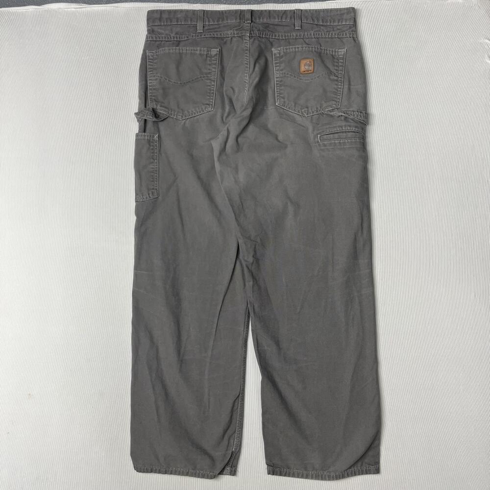 Carhartt Pants Mens 38x32 Gray B159 CHR Relaxed Fit Canvas Carpenter Workwear
